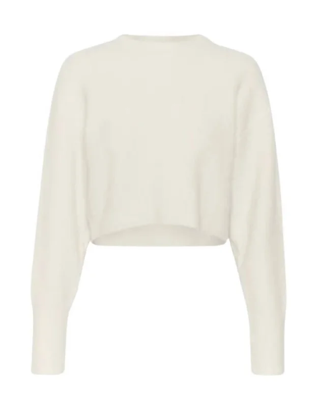 Extra-Large Knitted Crewneck SweatersWomen's Short Pullovers In Ivory